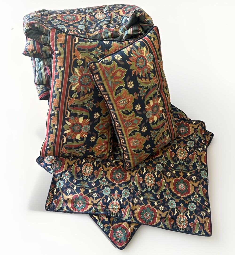Ralph Lauren Chaps Brompton Hall Jacobean Paisley Queen Comforter 5 Pc Set